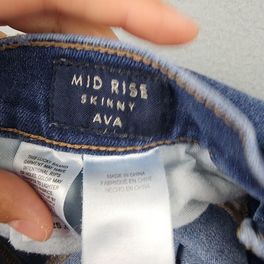 Lucky Brand Mid Rise Skinny Ava Ankle Jeans Womens 0/25 Blue Raw Hem Stretch - Picture 4 of 15